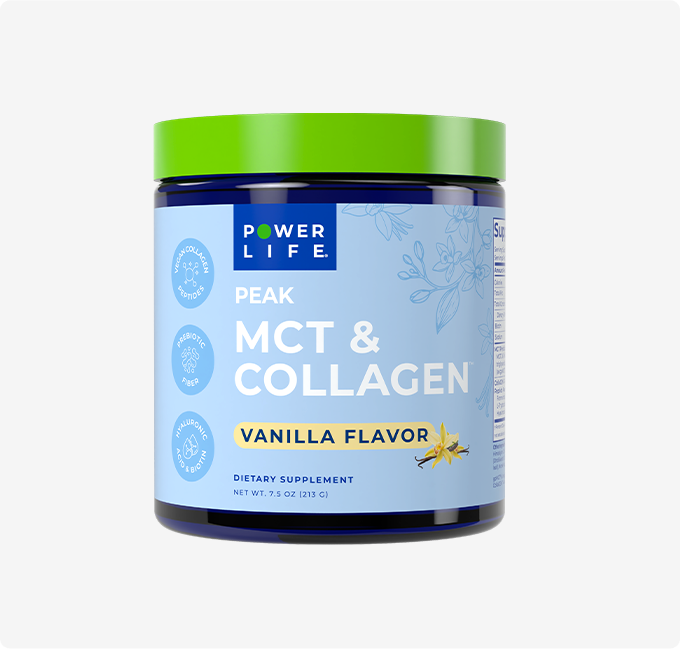 Peak MCT & Collagen Dietary Supplement, Vanilla flavor, 6.6 ounce jar